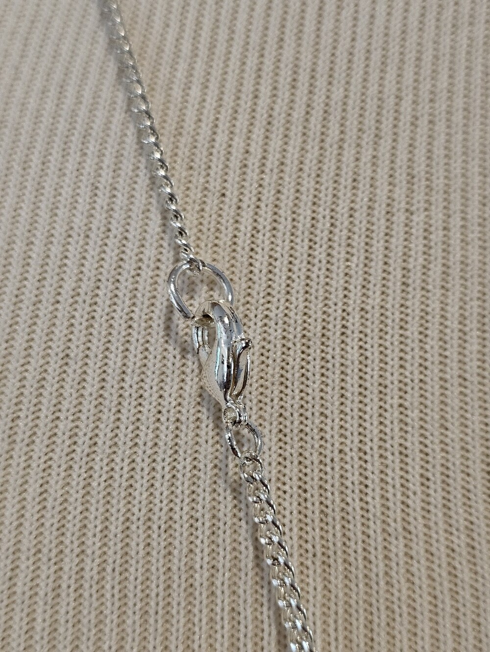 Silvertone And Purple Enamel Flower Pendant Necklace w/ Crystal Accent - Picture 5 of 6